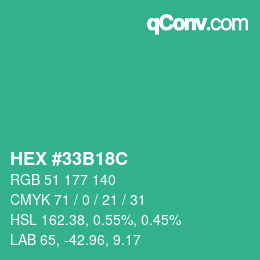 Color code: HEX #33B18C | qconv.com