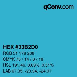 カラーコード: HEX #33B2D0 | qconv.com