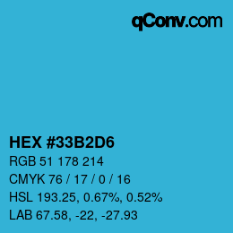 Color code: HEX #33B2D6 | qconv.com