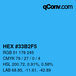 Color code: HEX #33B2F5 | qconv.com