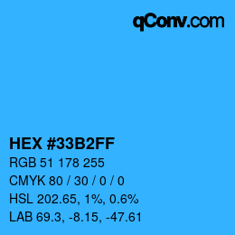 Color code: HEX #33B2FF | qconv.com