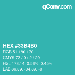 Color code: HEX #33B4B0 | qconv.com