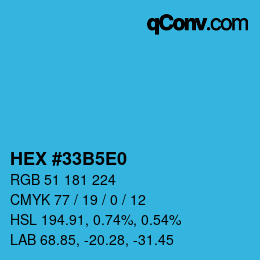 Color code: HEX #33B5E0 | qconv.com