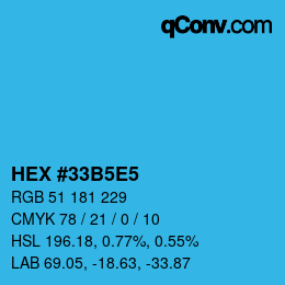 Código de color: HEX #33B5E5 | qconv.com