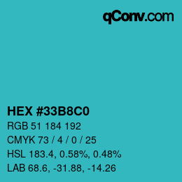 Color code: HEX #33B8C0 | qconv.com