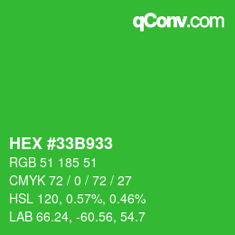 Color code: HEX #33B933 | qconv.com