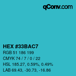 Color code: HEX #33BAC7 | qconv.com