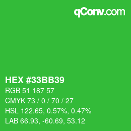 Color code: HEX #33BB39 | qconv.com