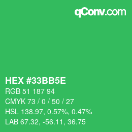 Color code: HEX #33BB5E | qconv.com
