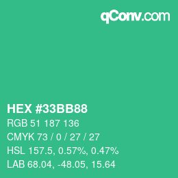 Color code: HEX #33BB88 | qconv.com