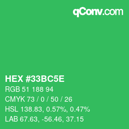 Color code: HEX #33BC5E | qconv.com