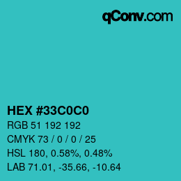 Color code: HEX #33C0C0 | qconv.com
