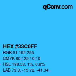 Color code: HEX #33C0FF | qconv.com