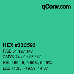 Color code: HEX #33C593 | qconv.com