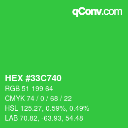 Color code: HEX #33C740 | qconv.com