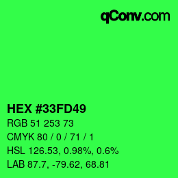 Color code: HEX #33FD49 | qconv.com