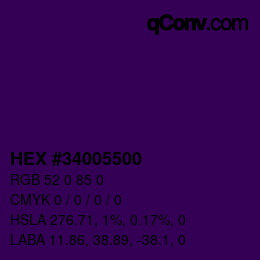 Farbcode: HEX #34005500 | qconv.com