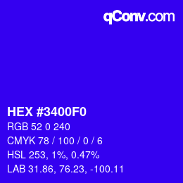 Color code: HEX #3400F0 | qconv.com