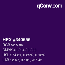 Color code: HEX #340556 | qconv.com