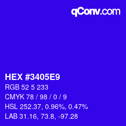 Color code: HEX #3405E9 | qconv.com