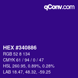 カラーコード: HEX #340886 | qconv.com