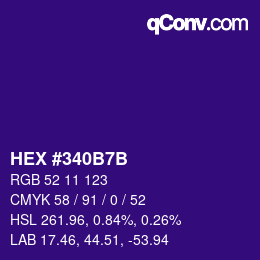 颜色代码: HEX #340B7B | qconv.com