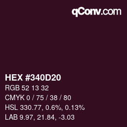 颜色代码: HEX #340D20 | qconv.com