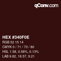 Color code: HEX #340F0E | qconv.com