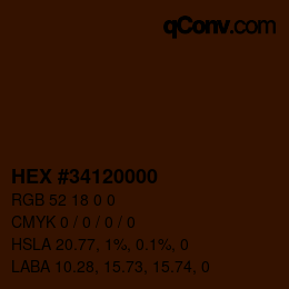 Code couleur: HEX #34120000 | qconv.com