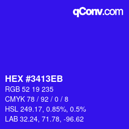 Color code: HEX #3413EB | qconv.com