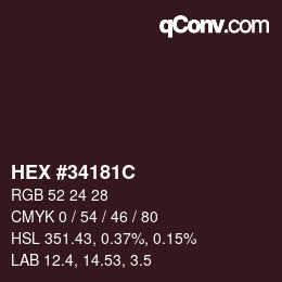 Color code: HEX #34181C | qconv.com