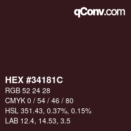 Color code: HEX #34181C | qconv.com