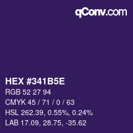 Code couleur: HEX #341B5E | qconv.com