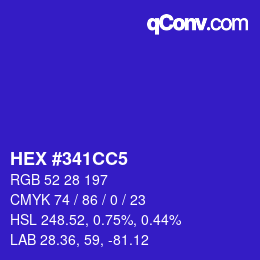 颜色代码: HEX #341CC5 | qconv.com