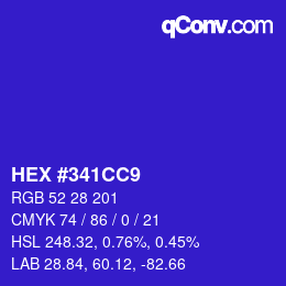 颜色代码: HEX #341CC9 | qconv.com