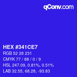 Color code: HEX #341CE7 | qconv.com