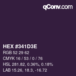 Color code: HEX #341D3E | qconv.com