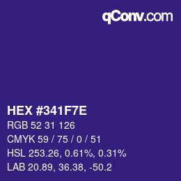 Color code: HEX #341F7E | qconv.com