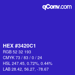 Color code: HEX #3420C1 | qconv.com