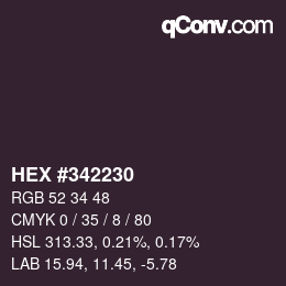 颜色代码: HEX #342230 | qconv.com