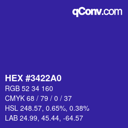Color code: HEX #3422A0 | qconv.com
