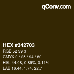 カラーコード: HEX #342703 | qconv.com