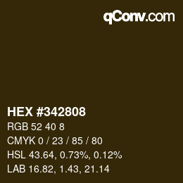 カラーコード: HEX #342808 | qconv.com