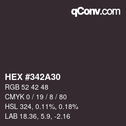 颜色代码: HEX #342A30 | qconv.com