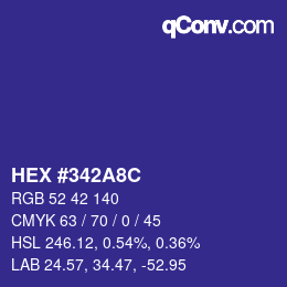 Color code: HEX #342A8C | qconv.com