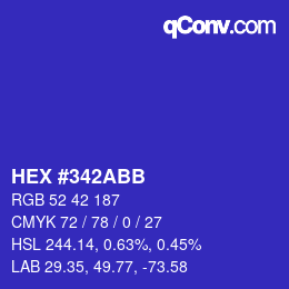 Color code: HEX #342ABB | qconv.com