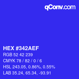 Color code: HEX #342AEF | qconv.com