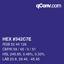 Color code: HEX #342C7E | qconv.com