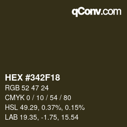 Color code: HEX #342F18 | qconv.com