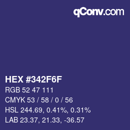 Farbcode: HEX #342F6F | qconv.com